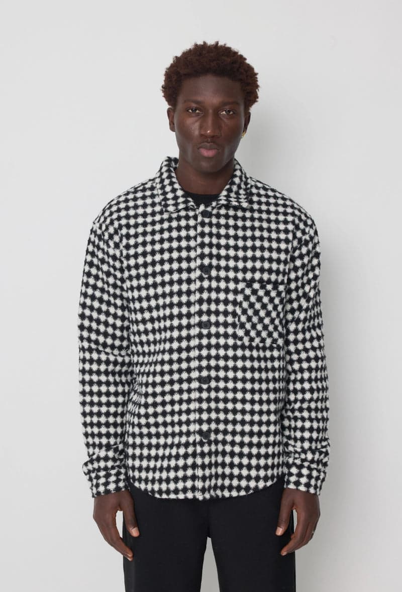 Melyise Bouclé Check Overshirt Zwart-Wit