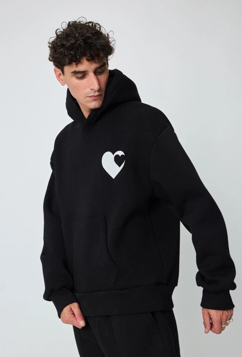 Melyise Double Heart Hoodie Zwart